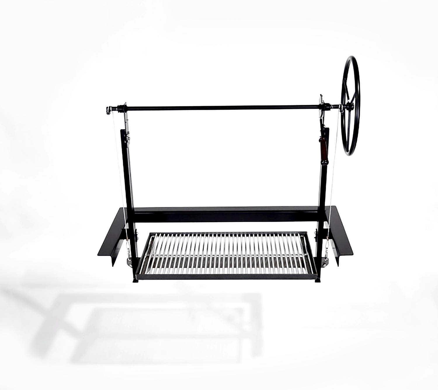 parilla grill with stainless steel grate on white background
