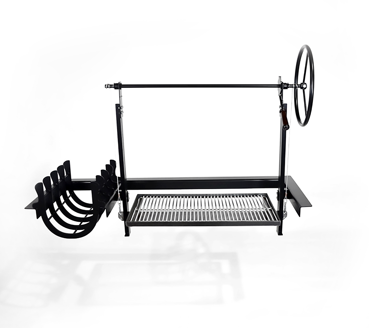 front view of parilla grill with side brasero