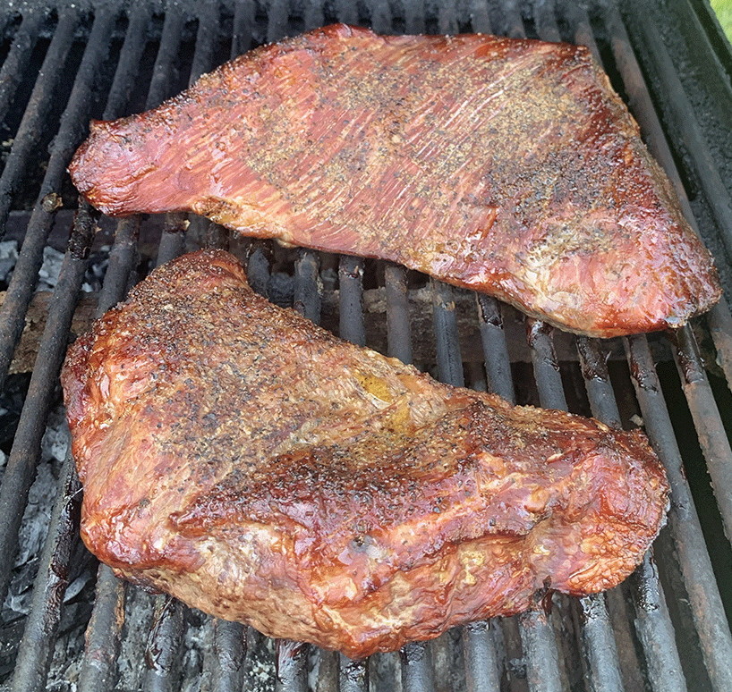 tri-tip cooked on a slack grill