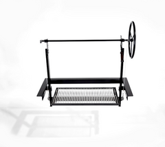 parilla grill with stainless steel grate on white background