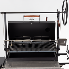 Rotisserie Accessory Installed on 1000 Series Original Braten Grill with Open Lid