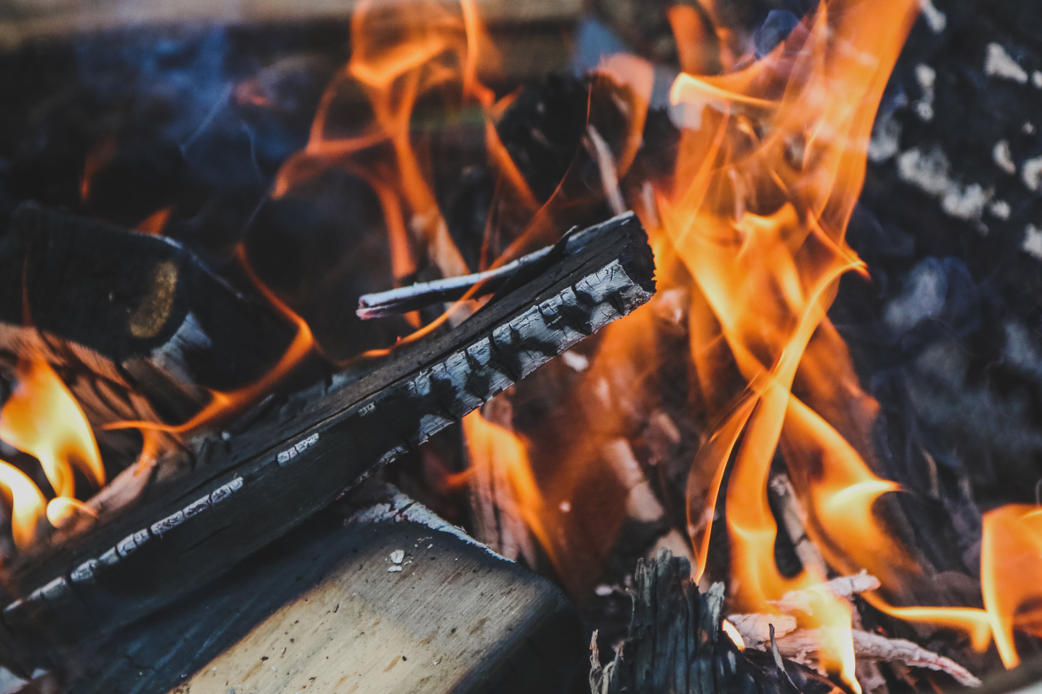 Close up of open wood fire