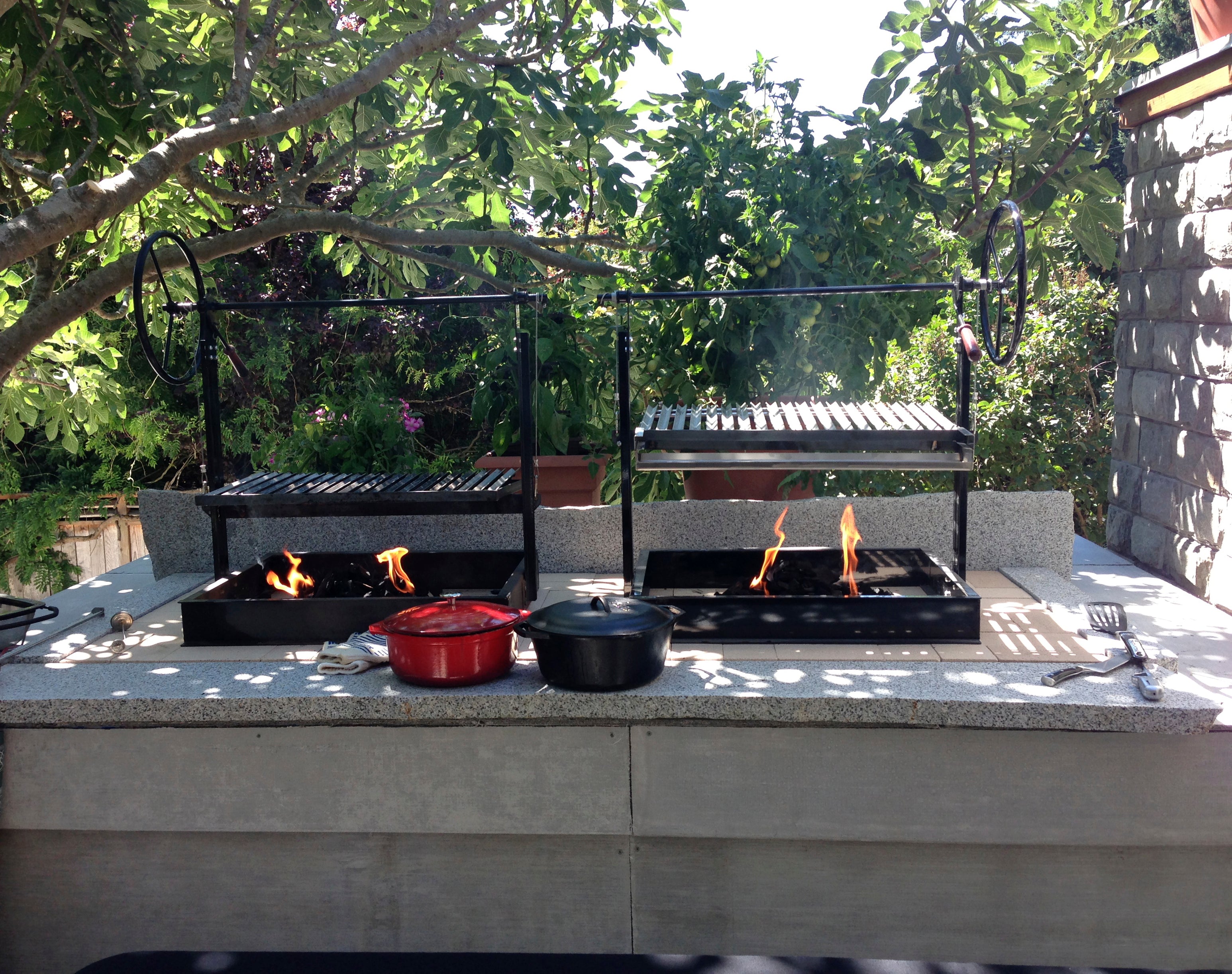 Customer installed Braten Campfire Argentine grill and Braten Campfire Stainless Steel Grill