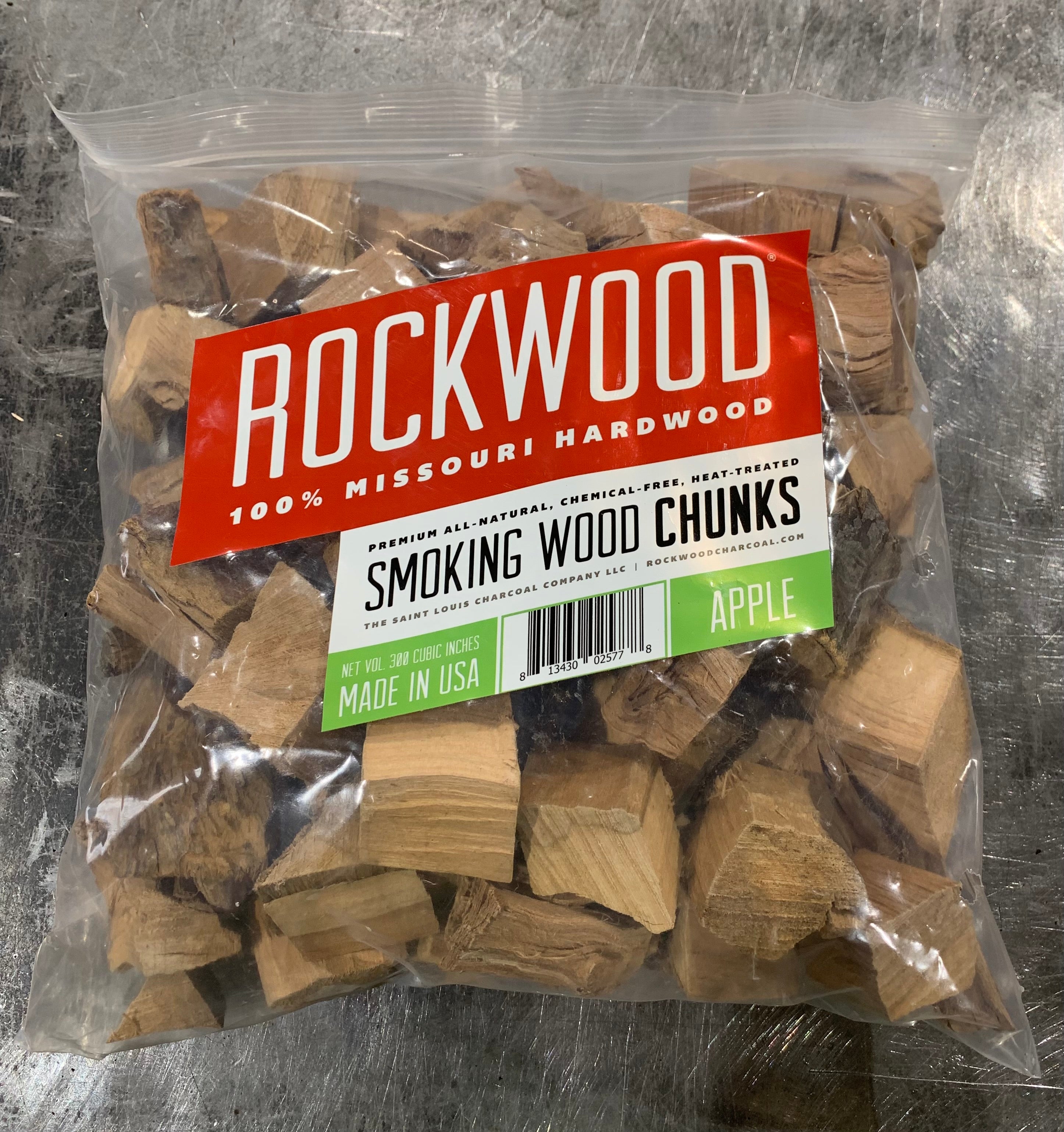 Bag of Rockwood brand Lump smoking apple wood chunks