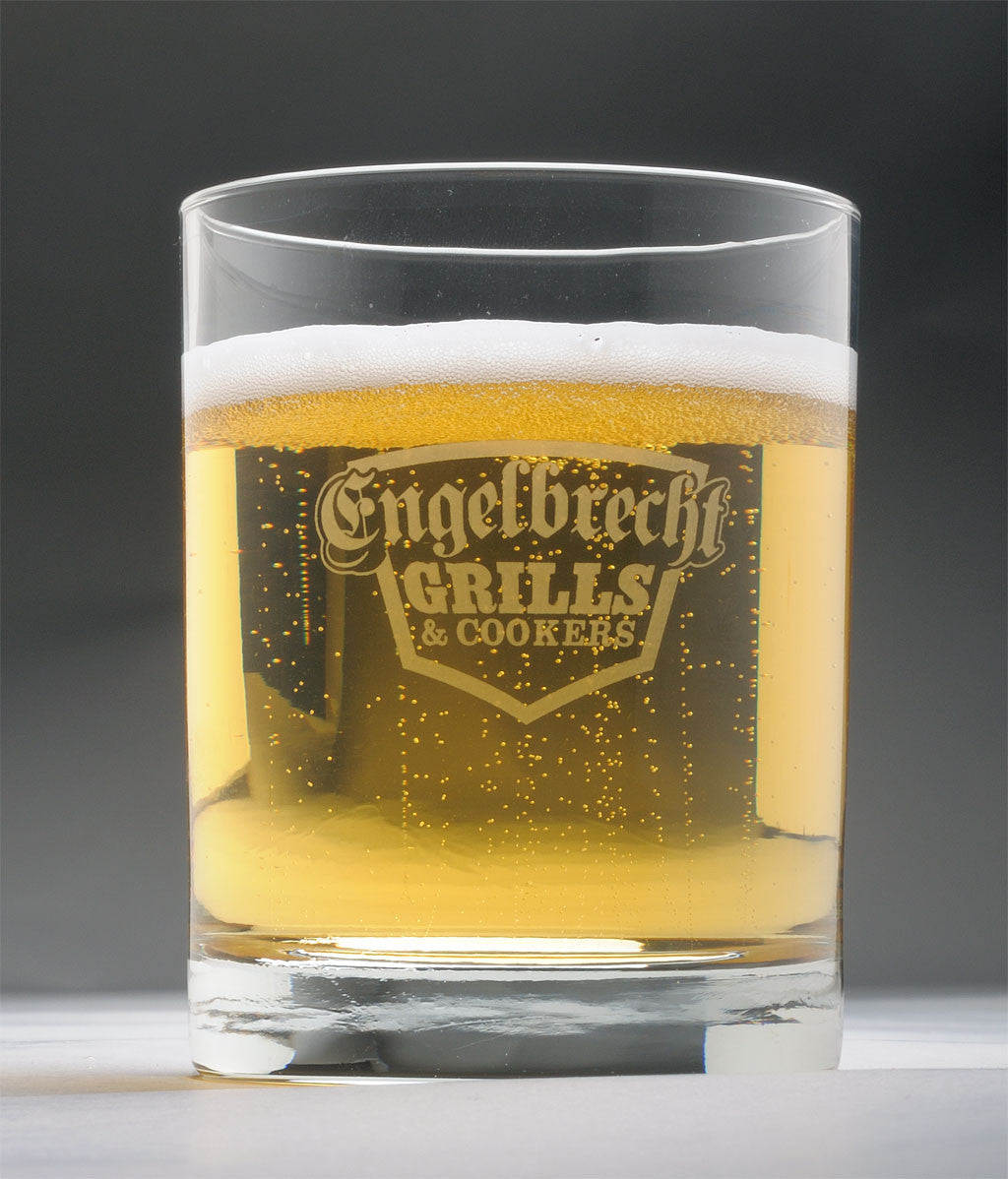 Engelbrecht Grills and Cookers branded etched drinking glass