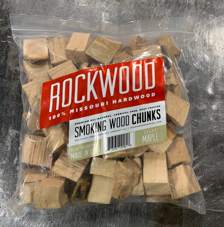 Bag of Rockwood brand Lump smoking maple wood chunks